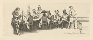 Miehet kahvilassa, jossa on biljardihuone, 1814 tekijältä Jacob Ernst Marcus