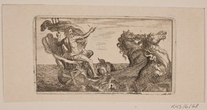 Neptunus. Kuvitus Jacob Fosielle, "Leather-Klude [...] tai näytteet takkeista, hionnasta, maastoista, neuloista, etsausvedestä, mustista, pyyhkeistä, ladeista ja printeistä vuodesta 1741 vuoteen 1743" tekijältä Jacob Fosie