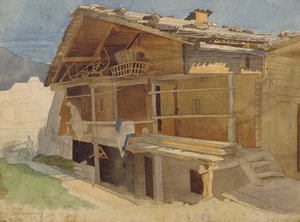 Maalaistalo rakenteilla, 1829 (kynä & muste ja wc paperilla) tekijältä Jacob Gensler