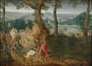 Maisema Abrahamin ja Iisakin kanssa, 1600-luvun puoliväli