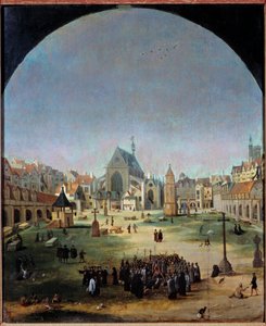 viattomien hautausmaa ja sen joukkohauta Francois I:n hallituskaudella Jakob Grimerin maalaus (1526-n. 1589)