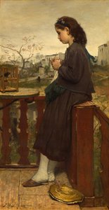 Tyttö neuloa parvekkeella, Montmartre, 1869