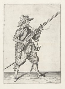 Muskettisoturi laittaa furketin alle, n.1600
