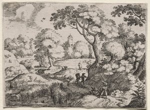 Kuusi maisemaa: Polku suon ja metsäisen rannan välillä, n. 1595.
