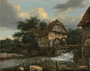 Kaksi vesimyllyä ja avoin sulku tekijältä Jacob van Ruisdael