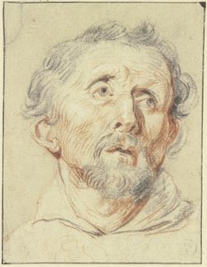 Vanha mies edestäpäin, katse ylöspäin tekijältä Jacob Jordaens