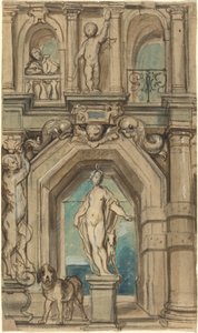 Suunnittelu seinäkoristeeseen [recto] tekijältä Jacob Jordaens