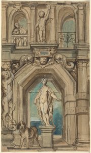 Seinäkoristeen luonnos [etupuoli] tekijältä Jacob Jordaens
