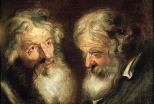 Kahden vanhan miehen päät tekijältä Jacob Jordaens