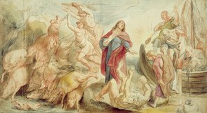 Jeesus ajoi paholaisen pois riivaatuista (liitu ja wc paperilla) tekijältä Jacob Jordaens