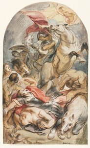 Saulin kääntyminen ratsumiehen ja lipun kanssa, n. 1645-1647. tekijältä Jacob Jordaens