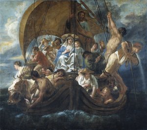 Pyhä perhe lautalla tekijältä Jacob Jordaens