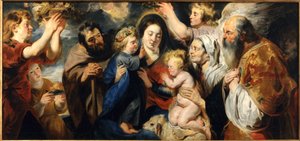 Pyhä perhe nuoren Johannes Kastajan ja enkelien kanssa, n. 1616-1617. tekijältä Jacob Jordaens