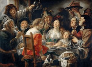 Kuningas juo, eli perheen ateria loppiaisena tekijältä Jacob Jordaens