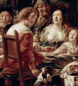 Kuningas juo, yksityiskohta (öljy kankaalle tekijältä Jacob Jordaens
