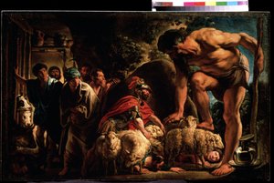 Jacob Jordaensin (1593-1678) maalaus "Ulysses Polyphemuksen luolassa" Pushkin-museo, Moskova. tekijältä Jacob Jordaens