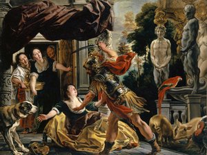 Ulysses uhkaa Circeä, n. 1630-35 tekijältä Jacob Jordaens