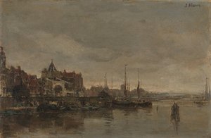 Schreierstoren ja silta Gelderse Kaden yli Amsterdamissa tekijältä Jacob Maris
