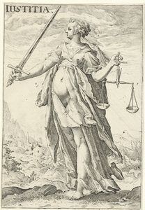 Oikeus (Justitia) Iustitia (otsikko esineessä)