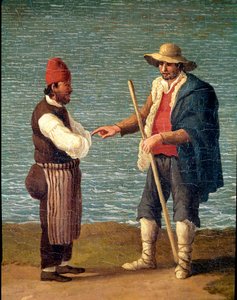 Paimen ja kauppias Monopolin satamassa, Puglia, Italia (paimen ja kauppias Monopolissa) Jacob Philipp Hackertin maalaus dit Hackert d