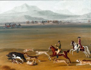 Ferdinand IV metsästävä villisikaa Cassanon kartanolla Yksityiskohtaiset maalaukset: Jakob Philipp dit Hackert d
