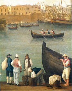 Sinisimpukkakalastajat Monopolista, Pugliasta, Italiasta (Simpukkakalastajat Monopolissa) Jacob Philipp Hackertin maalaus dit Hackert d