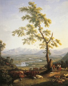 Kevät, näkymä Volturnoon ja Matesen (öljy kankaalle) tekijältä Jacob Philippe Hackert