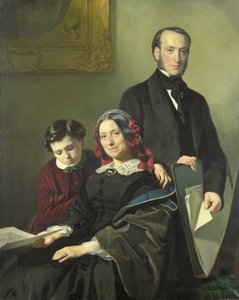 Rouva A.J. Schmidt-Keiser, Jacob Spoelin opettajan taidemaalari Willem Hendrik Schmidtin (1809-49) leski veljensä J.N. Keiser ja hänen 10-vuotias poikansa