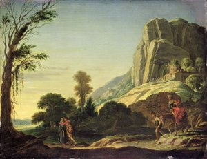 Maisema, jossa Mooseksen ja Aaronin kokous Hoorebin vuorella, 1626 tai 1620 (öljy kuparilla)