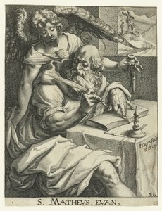 Evankelista Mattheus Neljä evankelistaa (sarjan nimi) tekijältä Jacob de Gheyn (II) (workshop of)