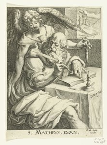 Evankelista Mattheus Neljä evankelistaa (sarjan nimi) tekijältä Jacob de Gheyn (II) (workshop of)