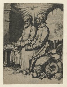 Vanha pariskunta rukoilee mielenrauhaa paer tekijältä Jacob de Gheyn (III) (attributed to)