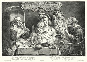 Perhekonsertti (kaiverrus) tekijältä Jacob the Elder (after) Jordaens