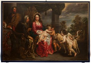 Pyhä perhe pyhimyksen Johannes Kastajan ja Josephin, J. Van Oostin kanssa. 1600-luvun loppu (maalaus)