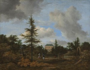Maalaistalo puistossa, n. 1675. tekijältä Jacob van Ruisdael