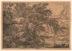Olkikattoinen mökki kukkulalla tekijältä Jacob van Ruisdael