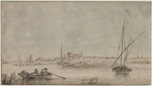 Näkymä Dordrechtiin joelta, 1775-1815.