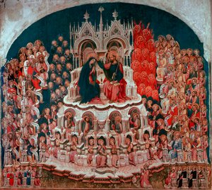 Jacobello del Fioren (1370-1439) Neitsyt paratiisissa -maalaus puulle. 1400-luvun Accademia Venice -galleria