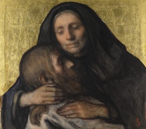 Pietà (guassi paperille ja lehtikulta)