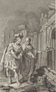 Scipio Aemilianus ennen Karthagon raunioita Polybiuksen seurassa, 1797.