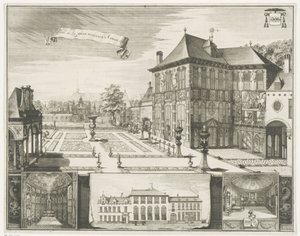 Näkymä Rubensin talosta Antwerpenissä Näkymä Hilweruen talosta Antwerpenissä Parties de la maison Hilwerue Aanvers 1692 (otsikko esineessä)