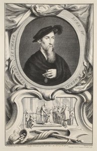 Muotokuva Edward Seymourista, Somersetin herttuasta, kuvitus teoksesta Heads of Illustrious Persons of Great Britain, pub. kirjoittanut Knapton, Lontoo 1742 tekijältä Jacobus Houbraken