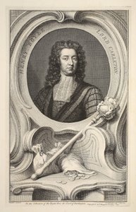 Henry Boylen, Lord Carletonin muotokuva, kuvitus teoksesta Heads of Illustrious Persons of Great Britain, pub. kirjoittanut Knapton, Lontoo 1742 (kaiverrus) tekijältä Jacobus Houbraken