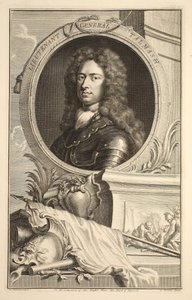 Kenraaliluutnantti Talmashin muotokuva, kuvitus teoksesta Heads of Illustrious Persons of Great Britain, pub. kirjoittanut Knapton, Lontoo 1742 tekijältä Jacobus Houbraken