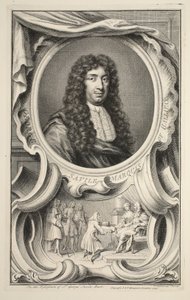 Halifaxin markiisin Savilen muotokuva, kuvitus teoksesta Heads of Illustrious Persons of Great Britain, pub. kirjoittanut Knapton, Lontoo 1742 tekijältä Jacobus Houbraken
