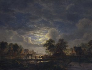 Kylä kanavan varrella, 1840 tekijältä Jacobus Theodorus Abels