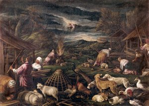 Ei tulvan jälkeen. Jacopo da Ponten maalaus, nimeltään Jacopo Bassano (1515-1592) tekijältä Jacopo Bassano