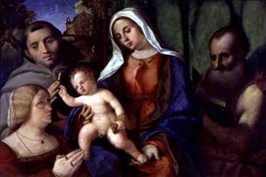 Sacra Conversazione luovuttajan kanssa (öljy paneelissa)