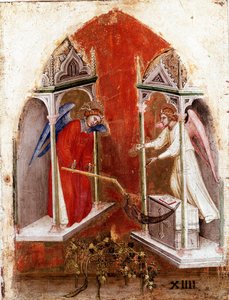 Apocalypsen polyptyykki: vasen sisäpaneeli. Sadonkorjuu. Detrempe puulla, Jacobello Alberegno (1367-1397 noin) 1360-1390. Gallerie dell