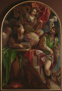 St. Justina Padovalainen valtaistuimella Pyhän Sebastianin, St. Anthony Abbotin ja St. Rochin kanssa, n. 1557–1560 tekijältä Jacopo Bassano
